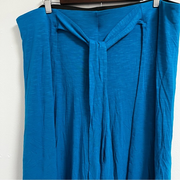 Whbm Wide Leg Crop Slub Knit Wrap Over Pants Ocean Tie Front Elastic Waist SZ XL - Picture 5 of 8